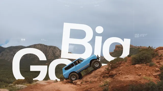 GeoBio Typography and Vehicle Mockup, minimal, photographic, high-contrast