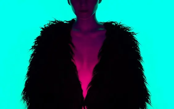 Neon Portrait with Fur Texture, abstract, vibrant