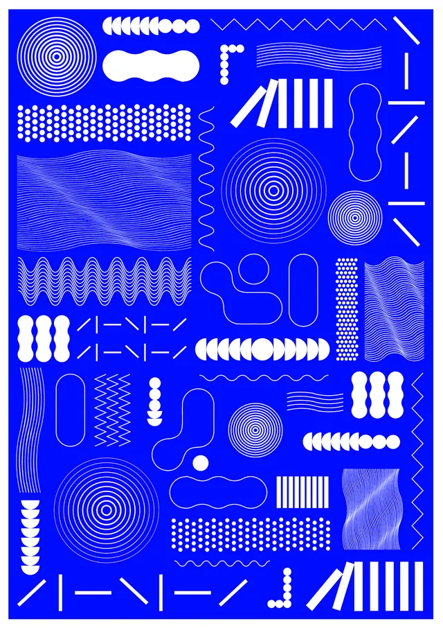 Blue Abstract Geometric Pattern, brutalist, geometric, monochrome