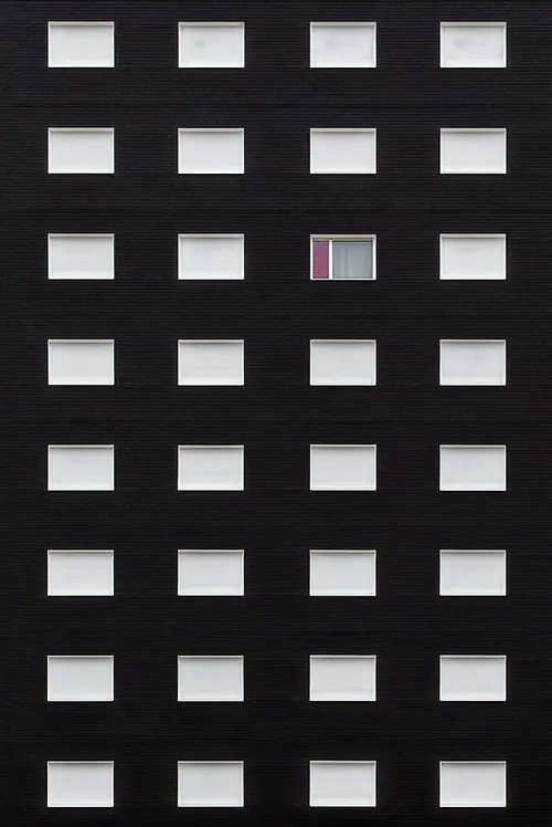 Grid of Rectangular Windows, minimal, geometric, high-contrast