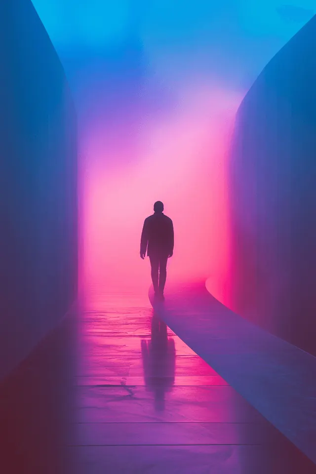 Atmospheric Neon Corridor, gradient-heavy, abstract, vibrant