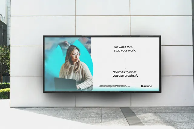 Dual-screen typography mockup, minimal, corporate-clean, light