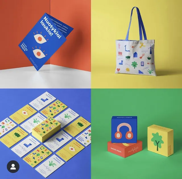 Modular packaging color-blocked brand system, minimal, flat, warm