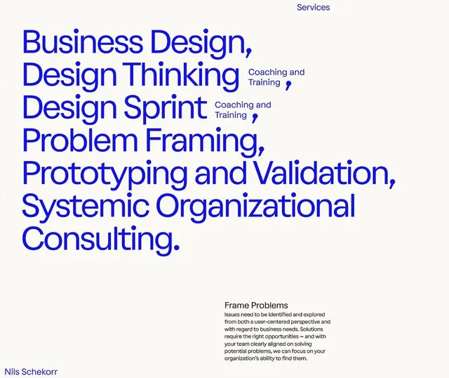 Blue consulting services list, minimal, corporate-clean, light