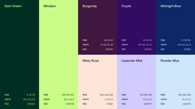 Vibrant complementary color palette reference, flat, minimal, vibrant
