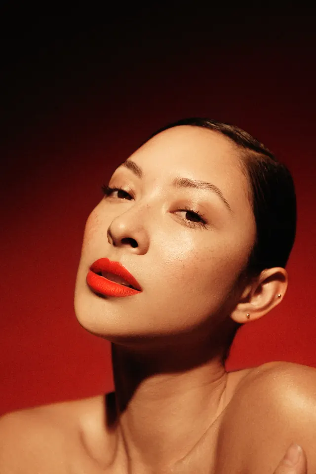 Portrait with Red Lighting, photographic, vibrant