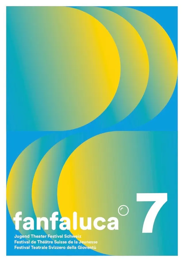 Fanfaluca festival poster gradient overlapping circles, gradient-heavy, abstract, cool