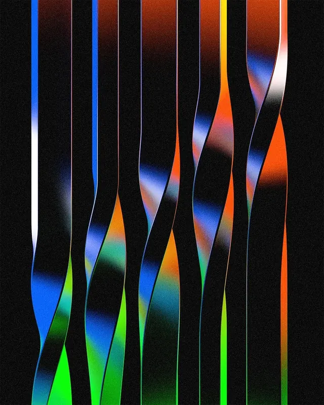 Iridescent Vertical Ribbons, gradient-heavy, abstract, vibrant