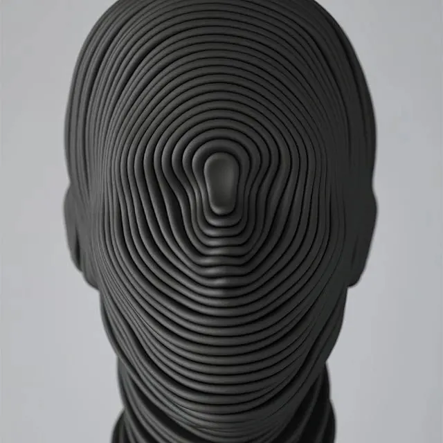 3D Topographic Human Head, abstract, geometric, monochrome