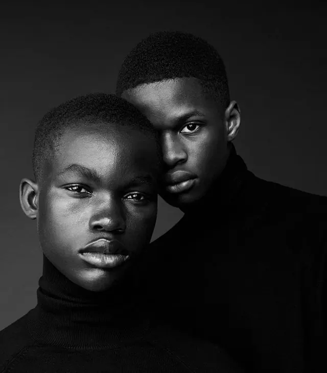 Black and White Portrait of Two Men, minimal, monochrome, monochrome