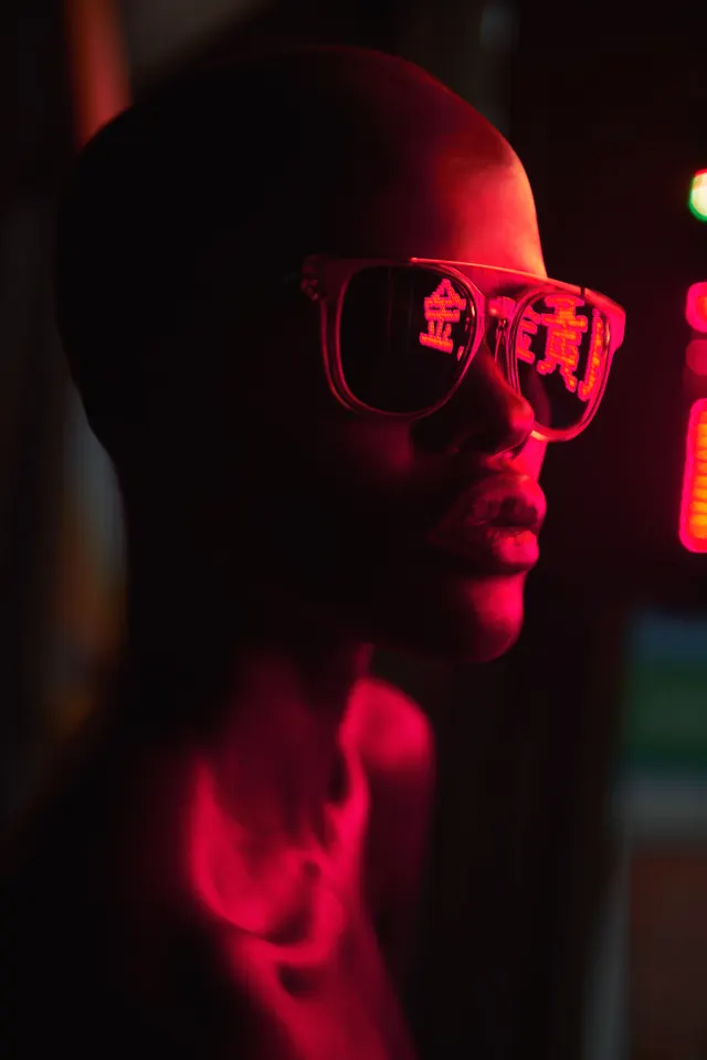 Red Neon Portrait, dark-mode, abstract, dark