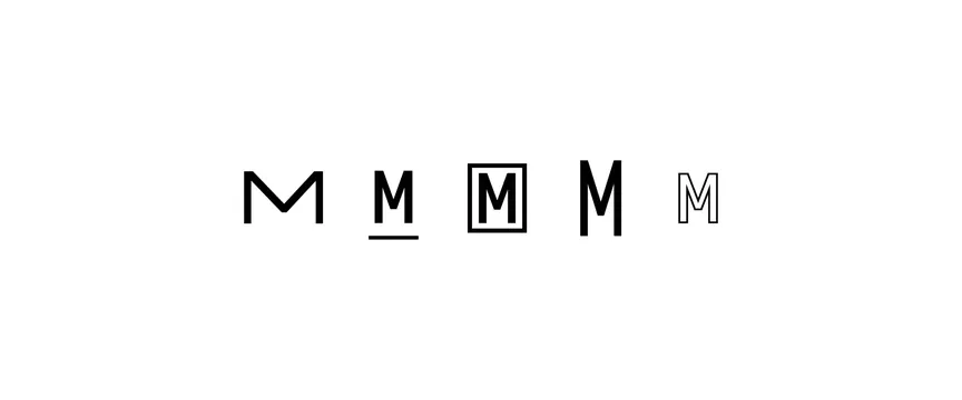 M Wordmark Variations, minimal, geometric, monochrome