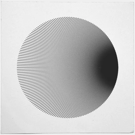 Gradient Line Circle, minimal, geometric, monochrome