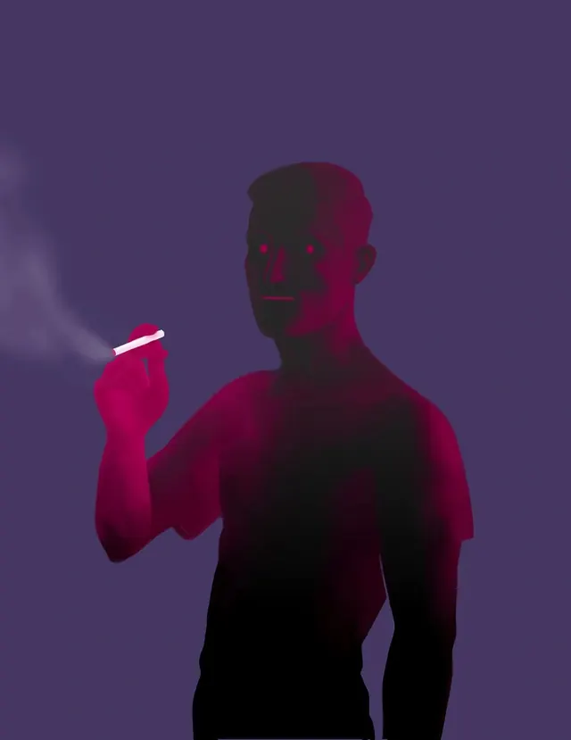 Red Glowing Figure in Purple Space