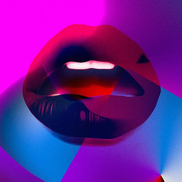 Abstract Lip Graphic, gradient-heavy, maximalist, vibrant