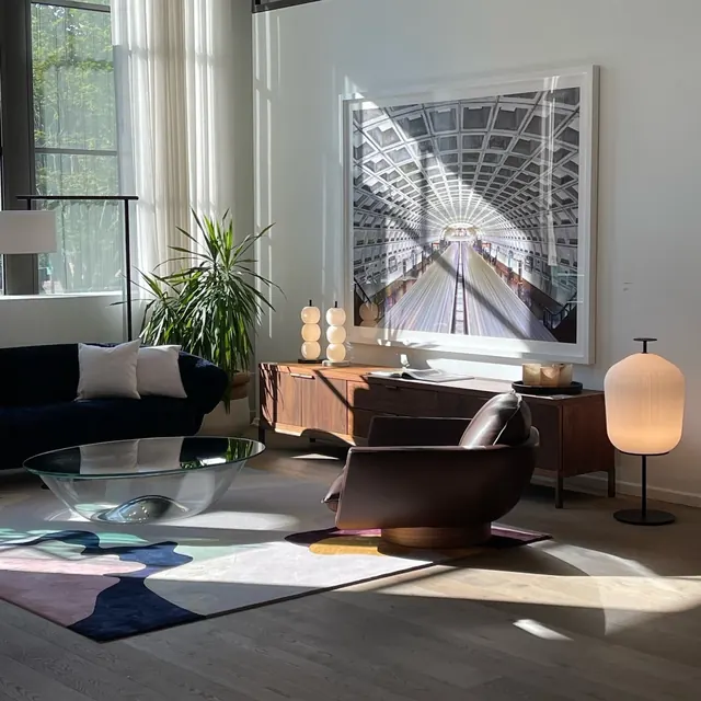 Modern Interior with Architectural Artwork, minimal, luxury, monochrome