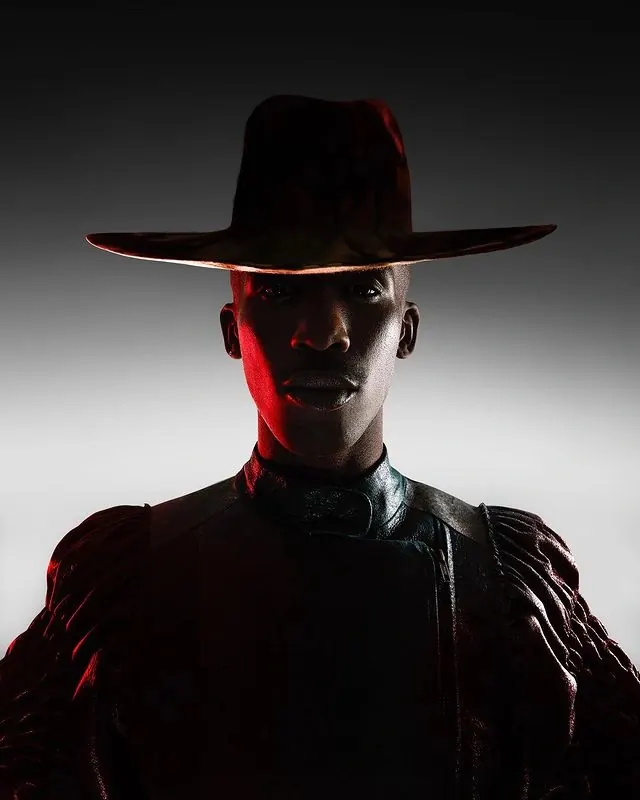 Man in Wide-Brimmed Hat Portrait, dark-mode, monochrome, dark