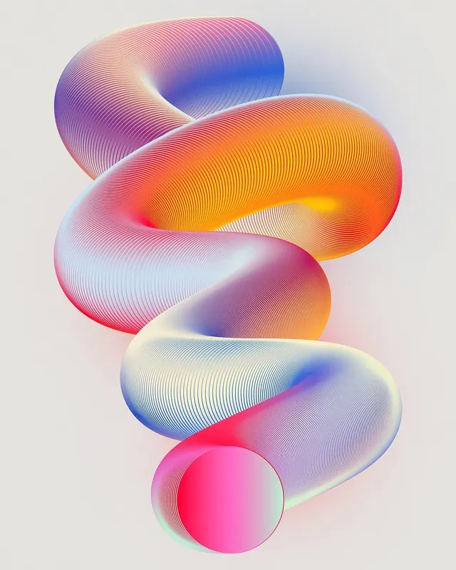 Abstract Gradient Ribbon, 3d-render, gradient-heavy, vibrant