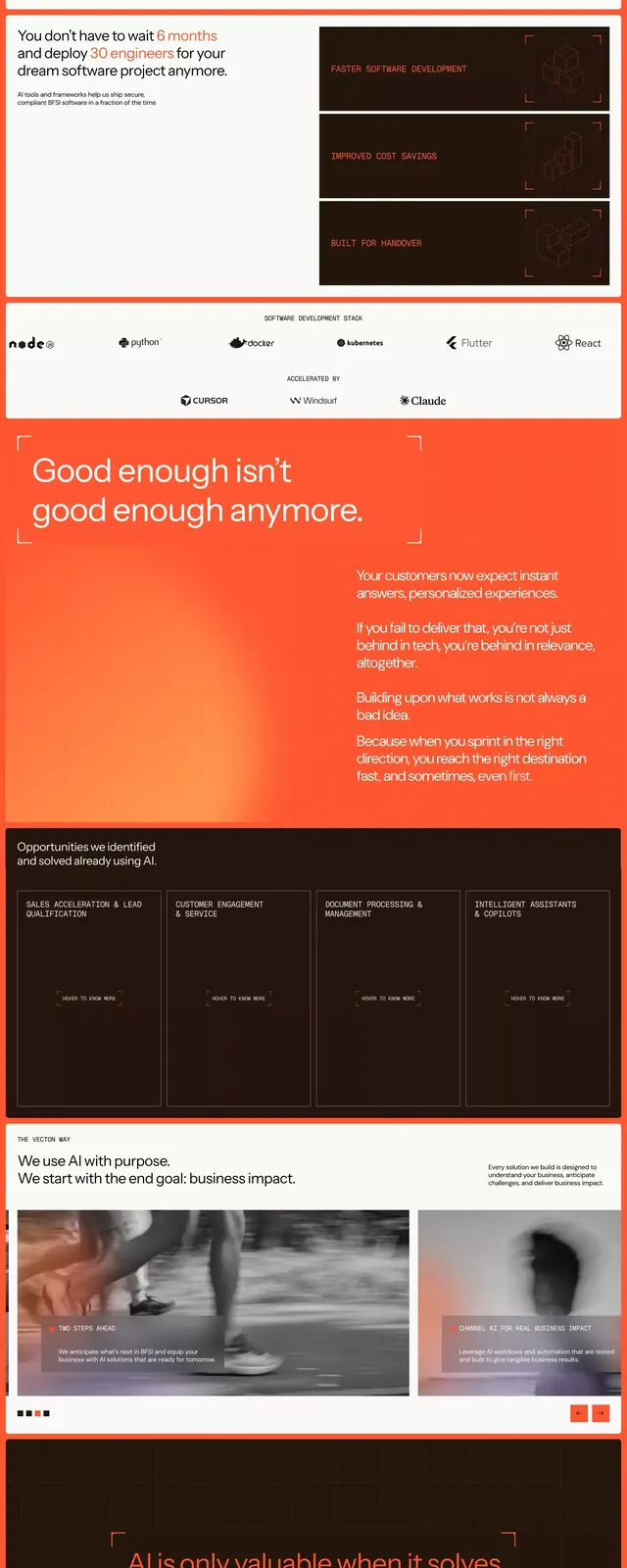Vector portfolio site system design, minimal, corporate-clean, warm