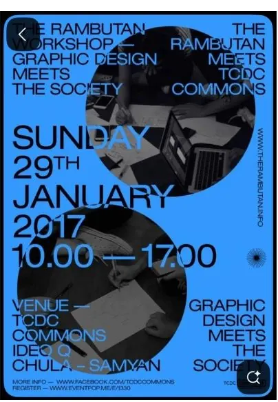 Swiss-modern event poster with photographic type, geometric, swiss, vibrant