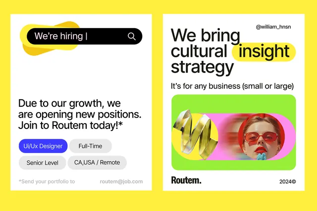 High-contrast HR campaign with gradient highlight, flat, corporate-clean, vibrant