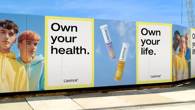 Health-focused outdoor billboard campaign, minimal, corporate-clean, cool