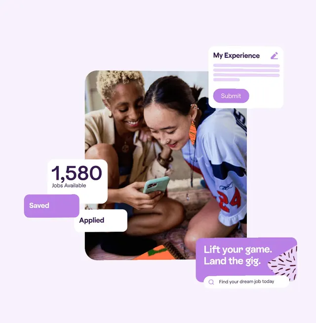 Job platform recruiting mockup, minimal, playful, light