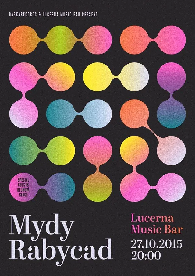 Neon gradient music-event poster, geometric, retro, dark
