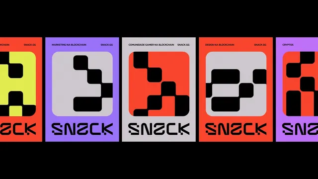 SNACK.GG blockchain modular card system, flat, geometric, vibrant