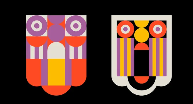 Geometric Abstract Iconography, geometric, flat, vibrant