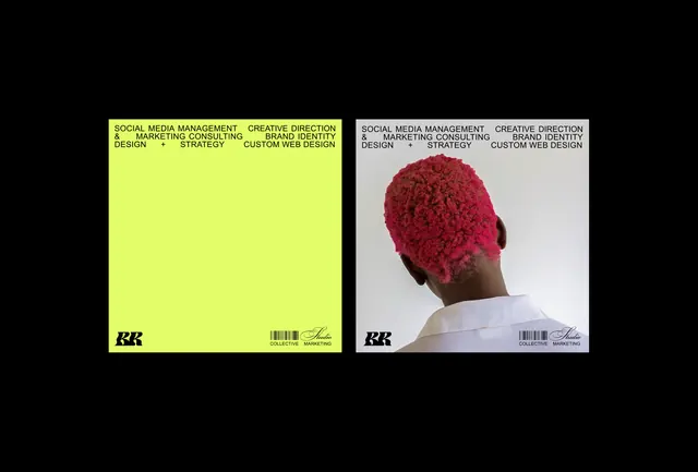 Neon yellow and magenta split layout poster, corporate-clean, minimal, dark