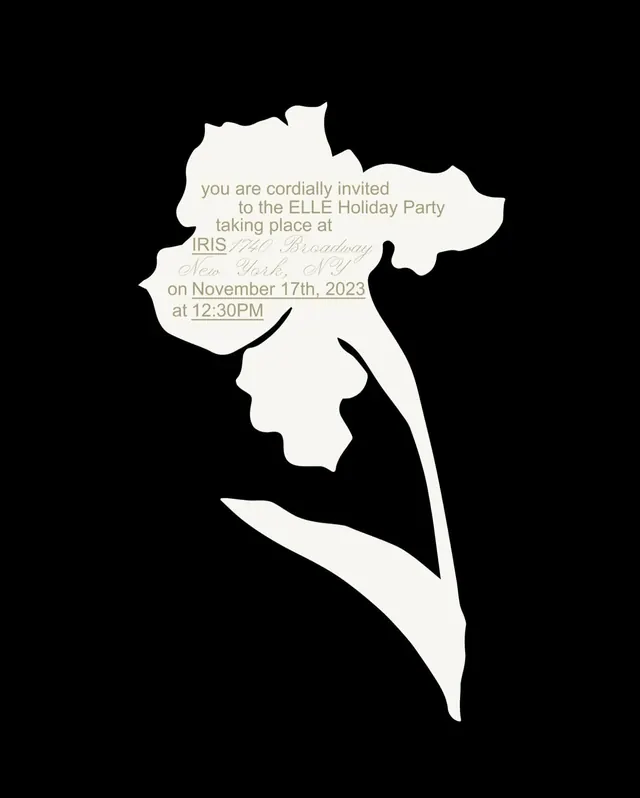 Poppy silhouette event invitation with mixed typography, minimal, editorial, dark