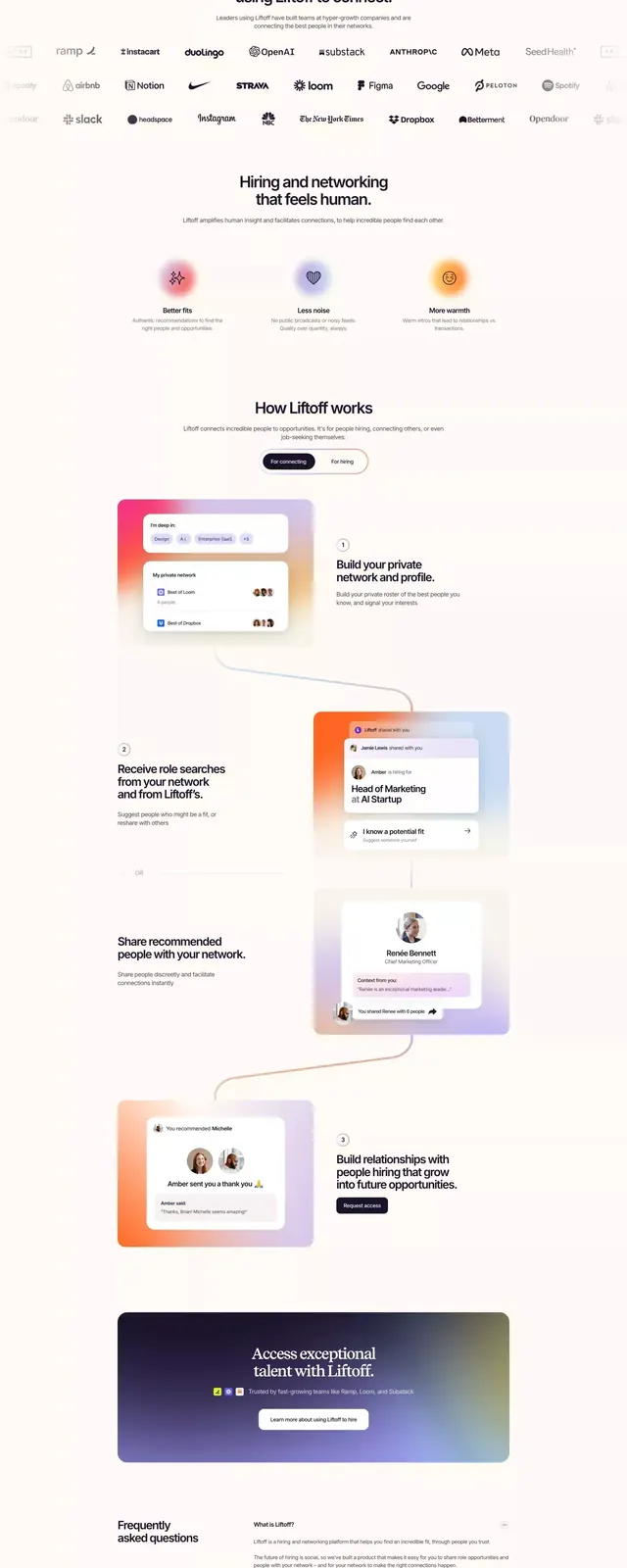 Soft gradient showcase with stacked UI mockups and icons, minimal, gradient-heavy, light