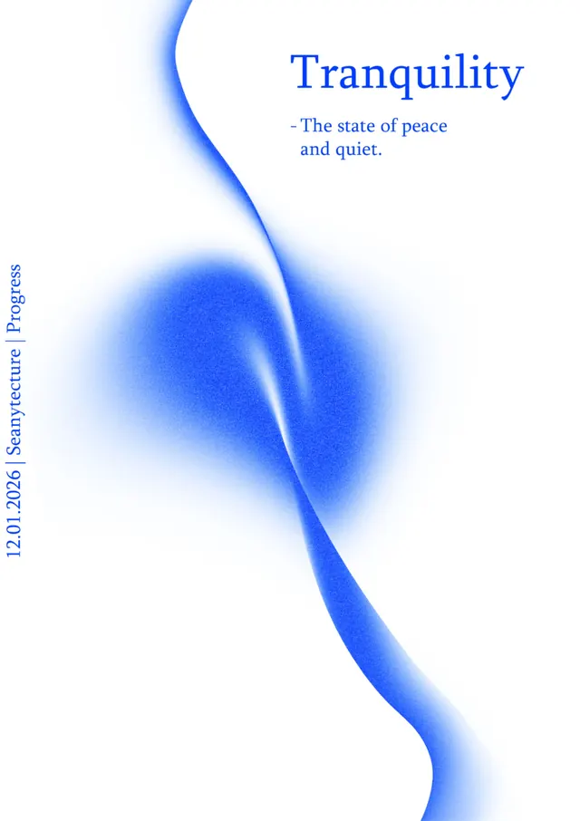 Blue fluid gradient with serif headline and byline, minimal, organic, cool