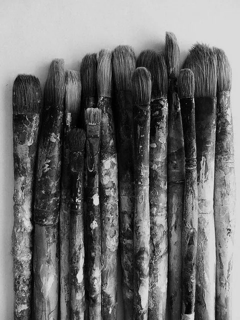 Paintbrush Texture Study, organic, monochrome, monochrome