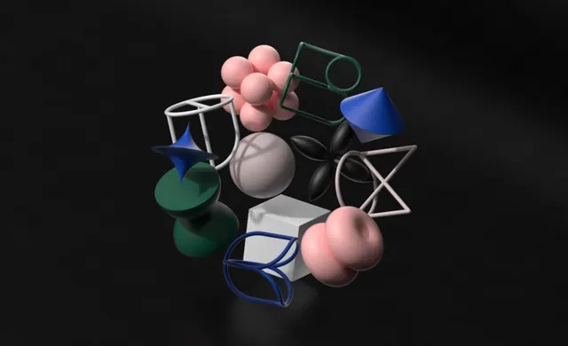 Abstract 3D Geometric Composition, 3d-render, abstract, dark