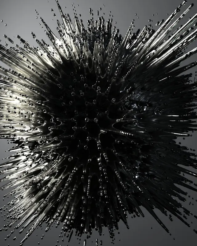 Abstract Spiked Sphere, minimal, geometric, monochrome