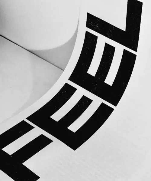 Bold Typographic Curve, brutalist, minimal, monochrome