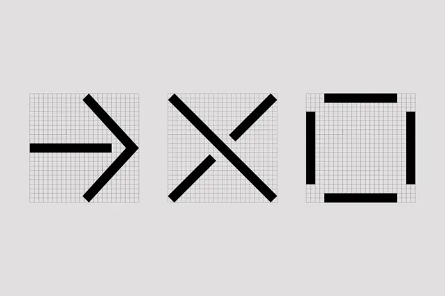 Geometric Line Icons, minimal, swiss, monochrome