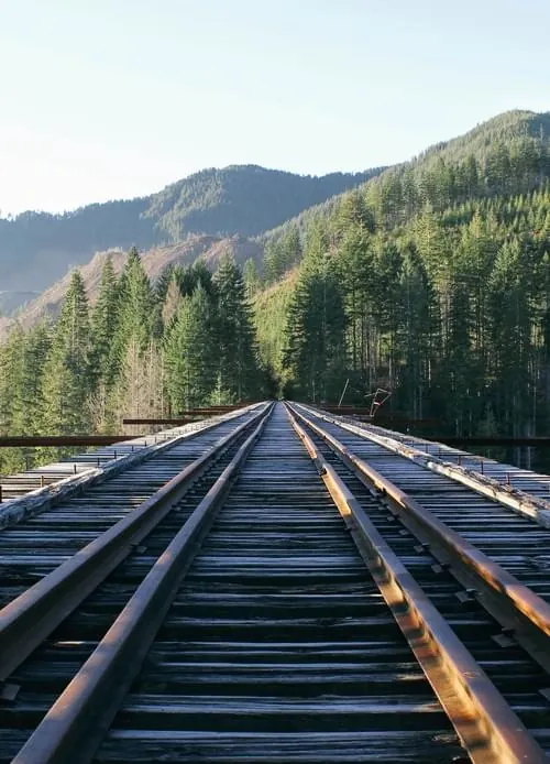 Mountain Railway Tracks, photographic, minimal, light