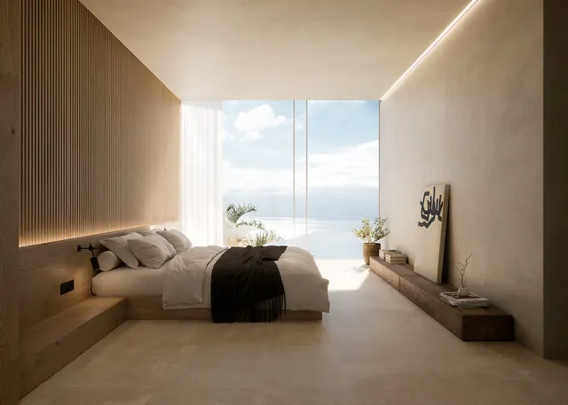 Minimalist Bedroom Interior, minimal, organic, warm