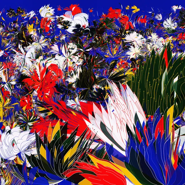 Abstract Floral Expressionism, maximalist, organic, vibrant