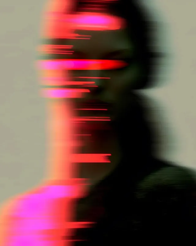 Glitch Portrait, brutalist, y2k, vibrant