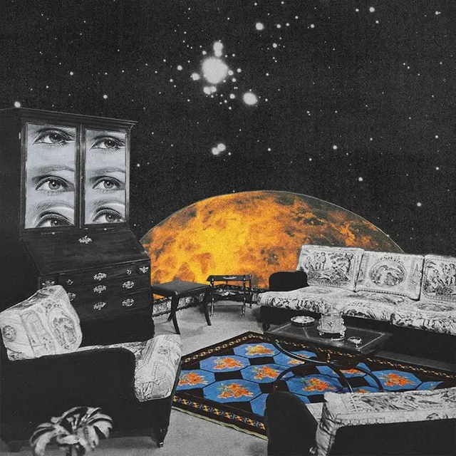 Surrealist Interior Illustration, maximalist, organic, dark