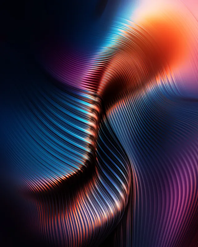Abstract Fluid Waveform, 3d-render, gradient-heavy, vibrant