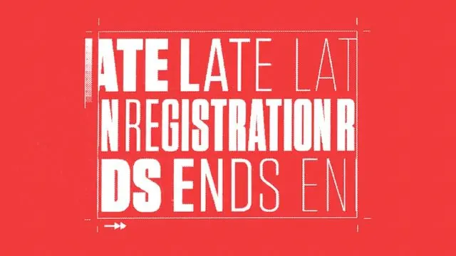 Urgent red distressed type announcement, minimal, technical, vibrant