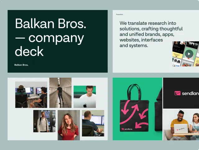 Balkan Bros company presentation deck, minimal, corporate-clean, cool