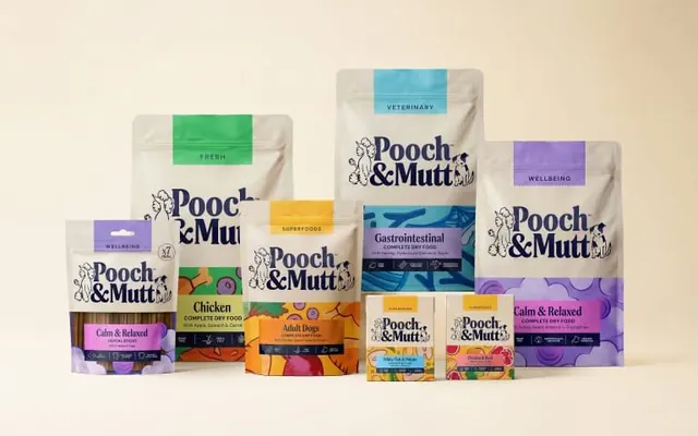 Pooch & Mutt pet food modular packaging system, minimal, organic, light
