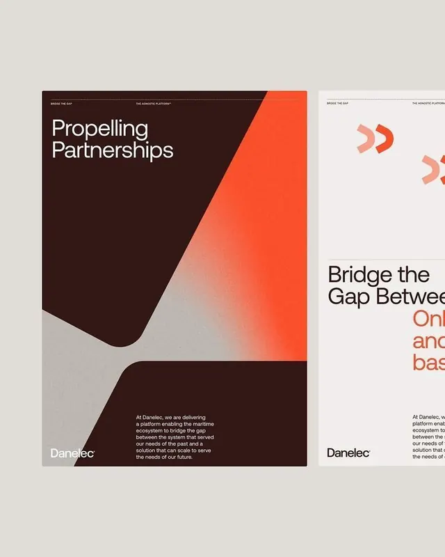 Danelec corporate identity with organic geometry, geometric, minimal, dark