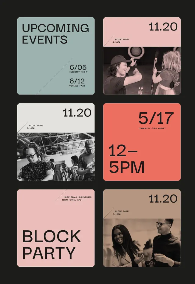 Community event calendar grid, minimal, swiss, light